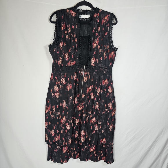 Foxiedox Black and Pink Floral Pleaded Midi‎ Dress - Picture 2 of 11